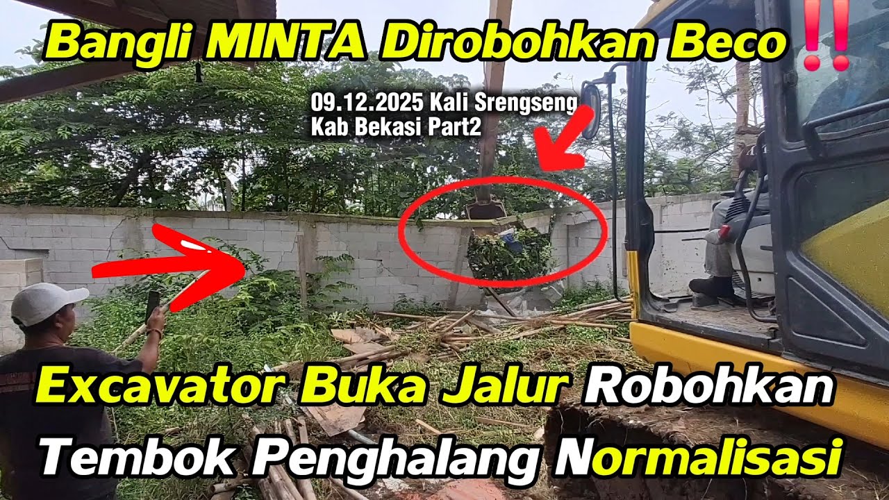 Bangli MINTA Dirobohkan Beco‼️ Excavator Robohkan Tembok Penghalang Normalisasi #dedimulyadi #kdm