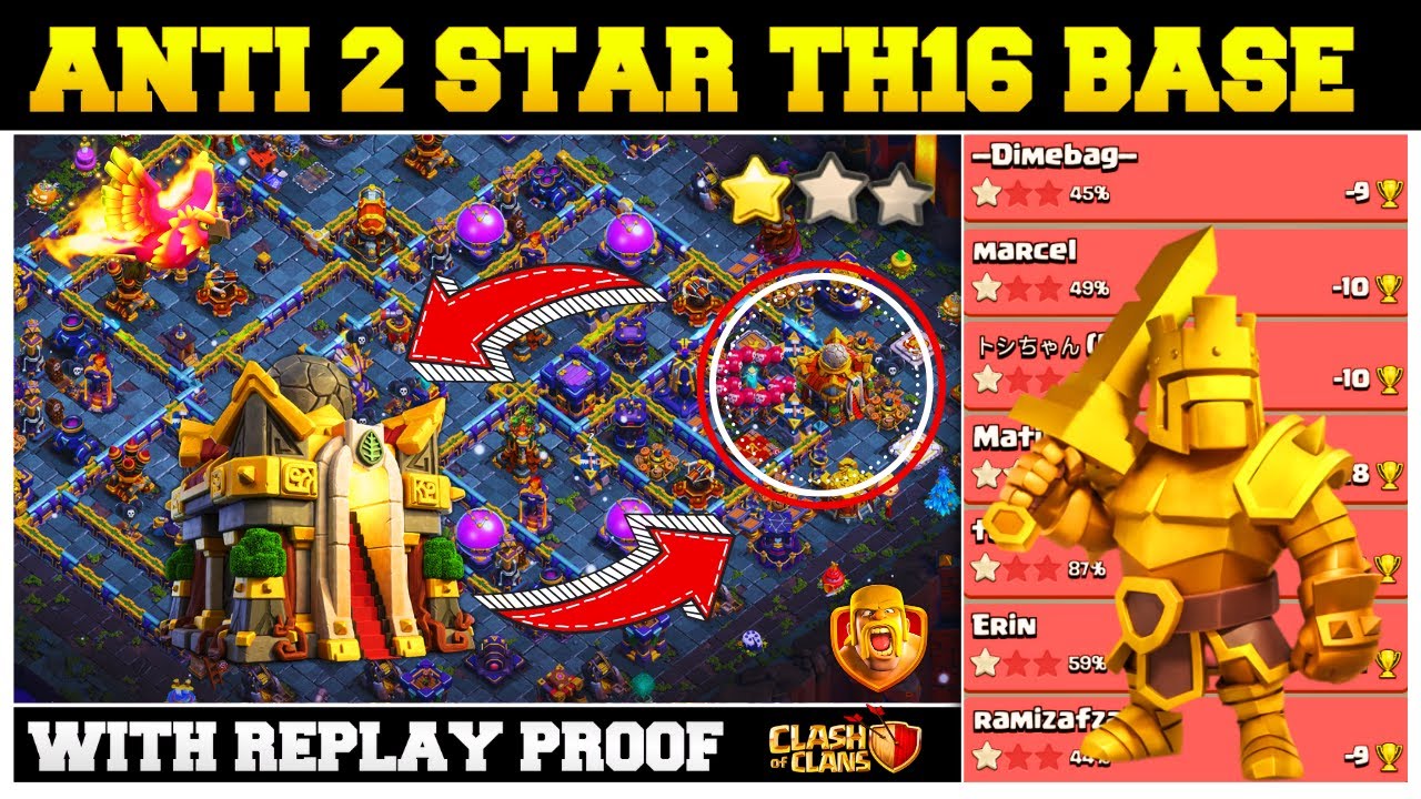 *1 Star Proof* Town Hall 16 Base With Link + Replay | *Defend Like a Legend* |Th16 Unbeaten Base.