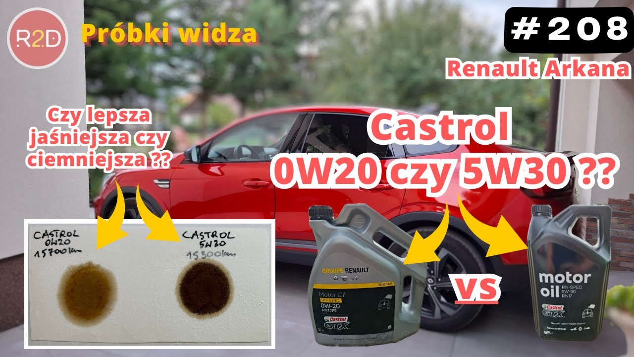 5W30 czy 0W20? Ciemny olej (plama) vs jasny olej (plama). Renault Arkana, Castrol GTX #208