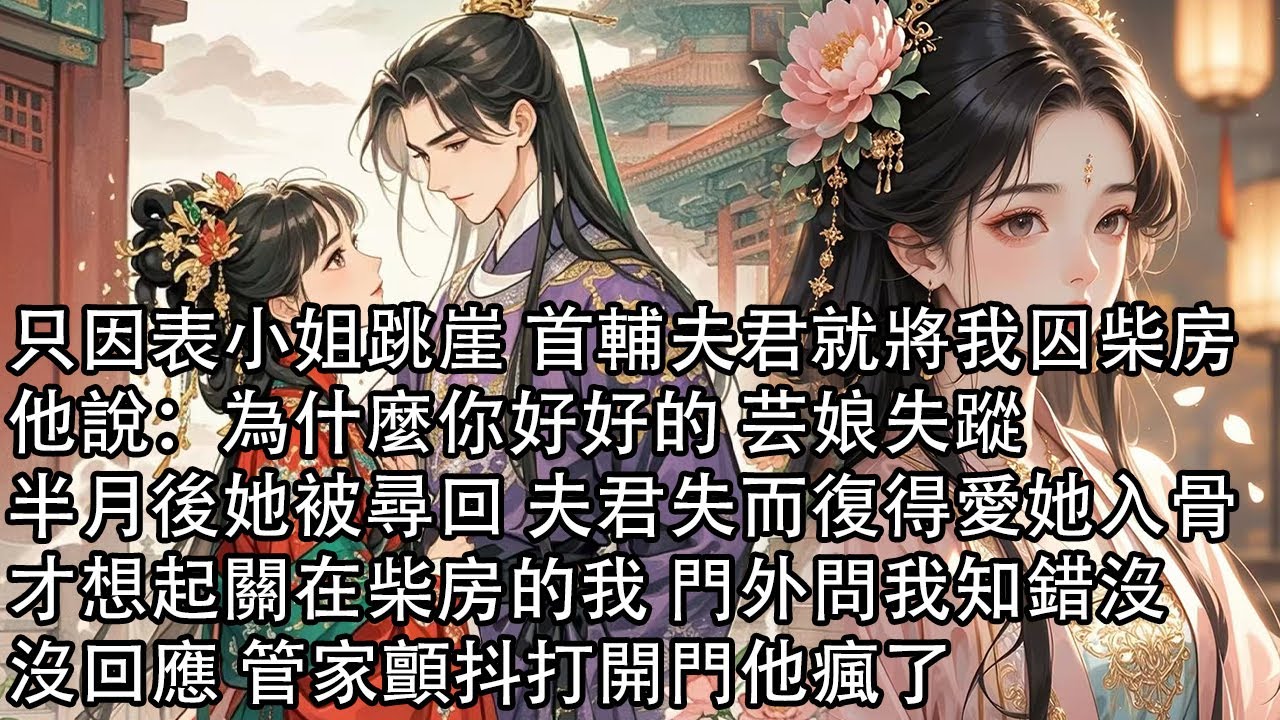 【一口氣看完】只因表小姐跳崖 首輔夫君就將我囚柴房，他說：為什麼你好好的 芸娘失蹤，半月後她被尋回 夫君失而復得愛她入骨，才想起關在柴房的我 門外問我知錯沒，沒回應 管家顫抖打開門他瘋了