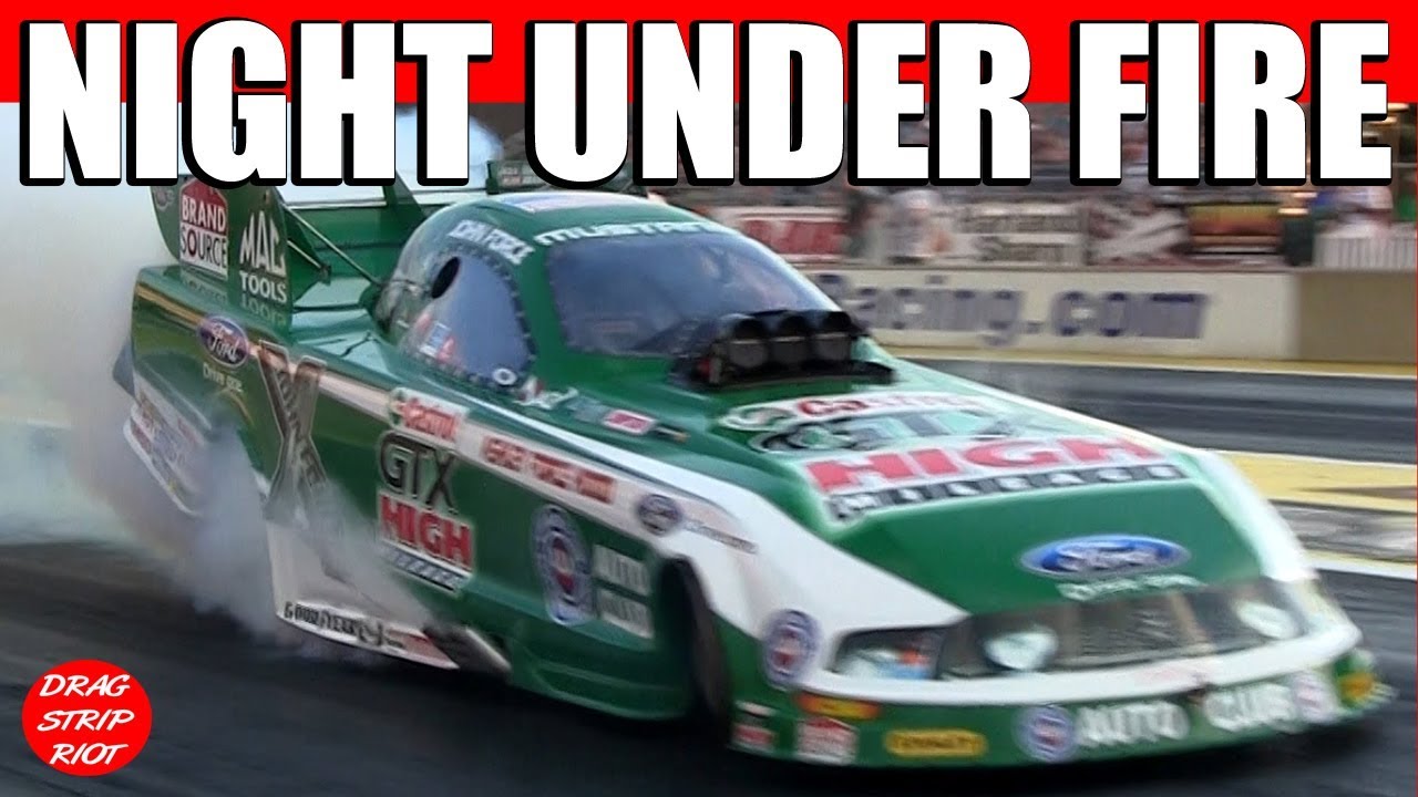 Funny Cars Drag Racing John Force Night Under Fire