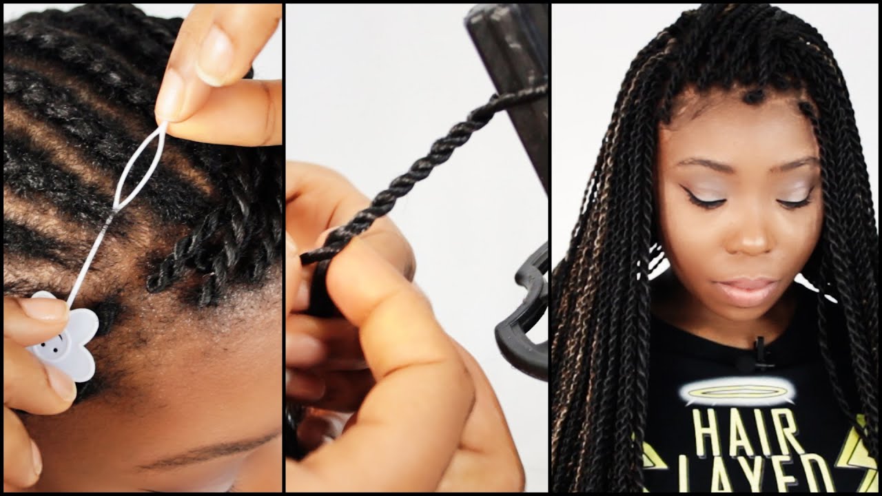 Perimeter Crochet Senegalese Twist Step By Step Tutorial Part 3 of 7 - Installing Pre Made Twists