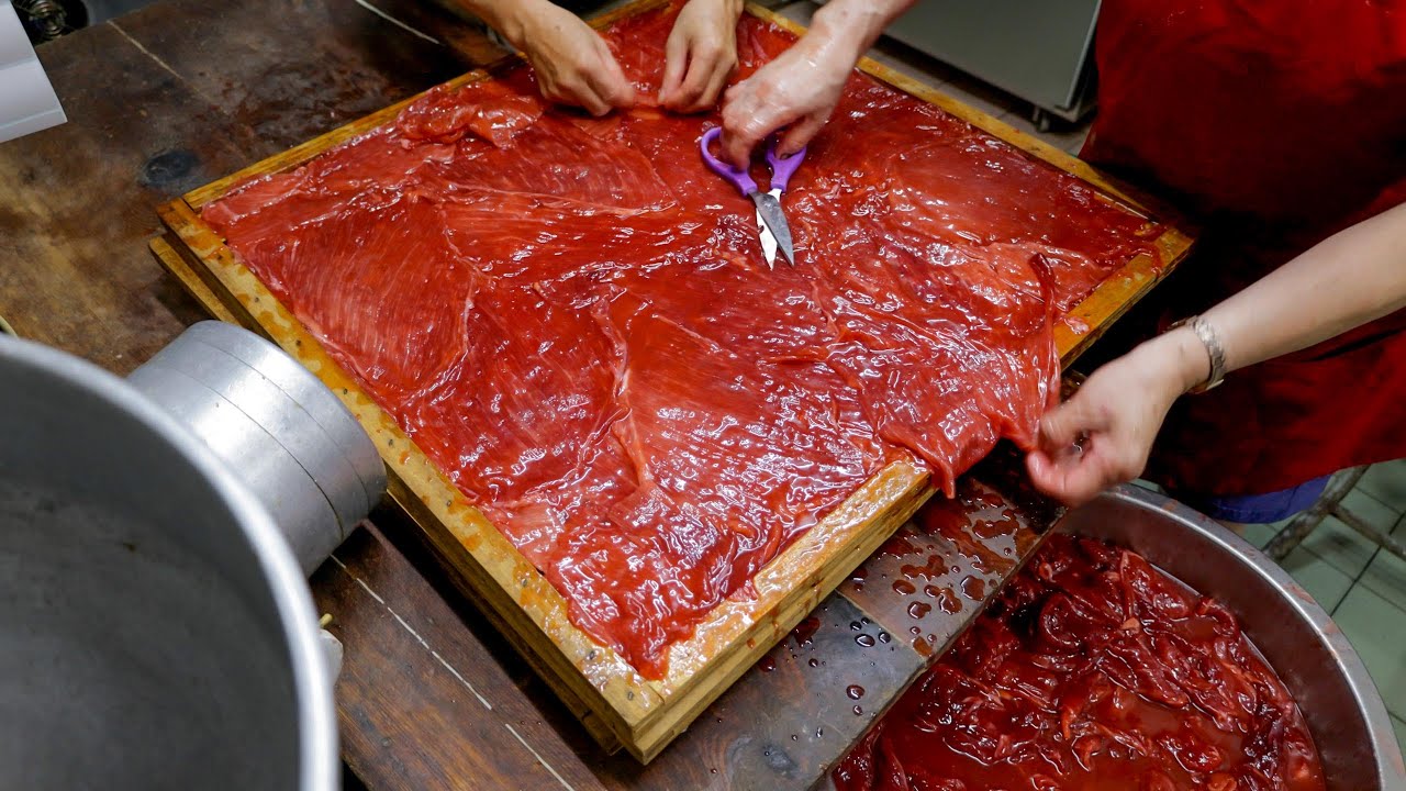 豬肉乾,肉紙製作/Sales Champion ! Pork Jerky, Paper Making  – Taiwan Food