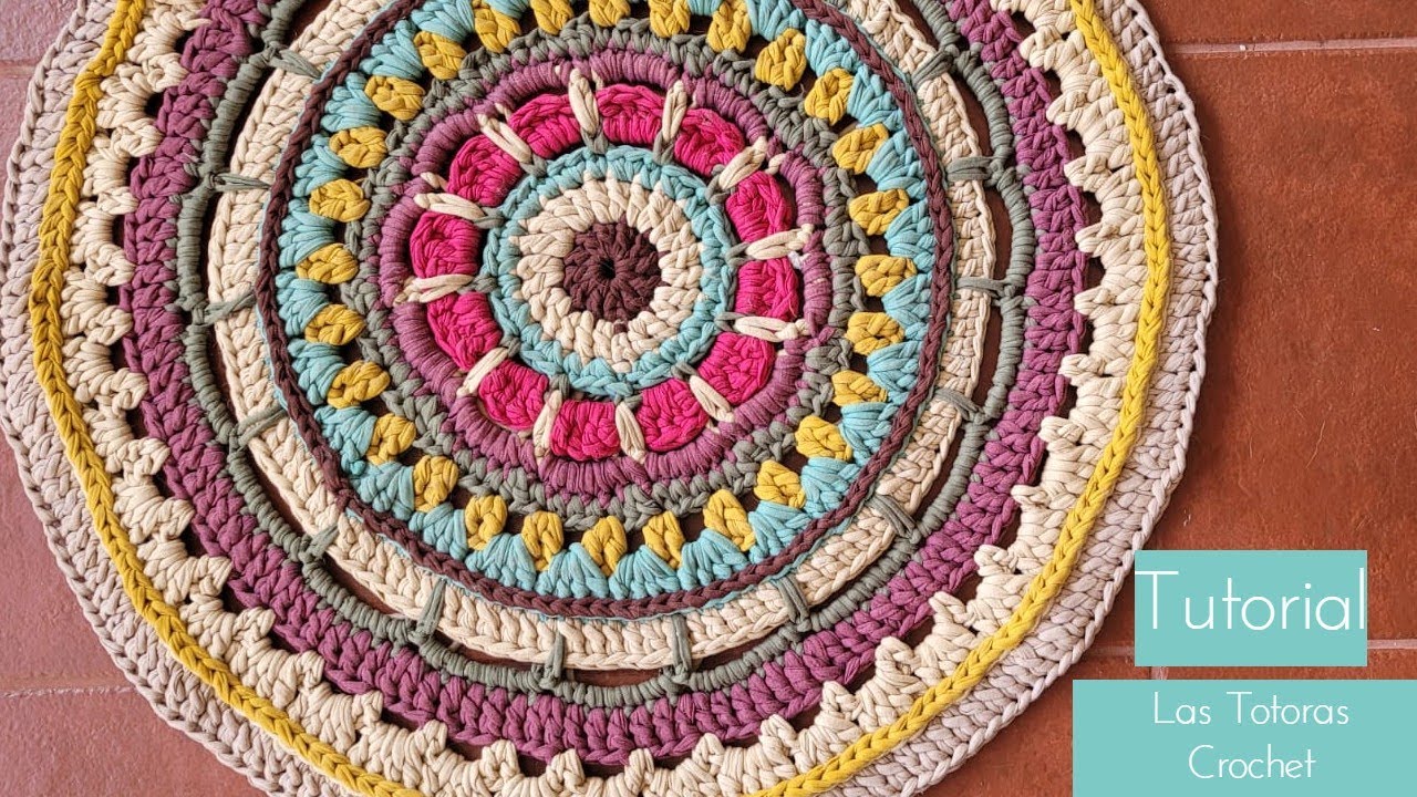 Alfombra-Tapete Mandala en Trapillo a Crochet| Tutorial Paso a Paso | Las Totoras Crochet