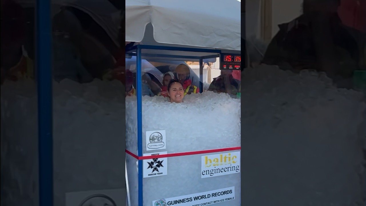 🥶️ Longest full body contact with ice - 3 hours, 6 mins and 45 secs by Katarzyna Jakubowska 🥶️