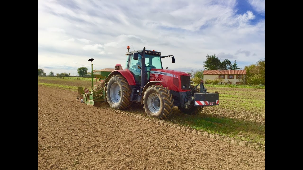 Semis de blé 2017 | Combiné de semis Amazone 3.5m / Massey ferguson 7490