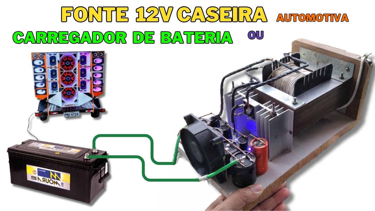 Como Fazer FONTE 12v CASEIRA pra SOM AUTOMOTIVO e CARREGADOR de BATERIA 14v PASSO A PASSO