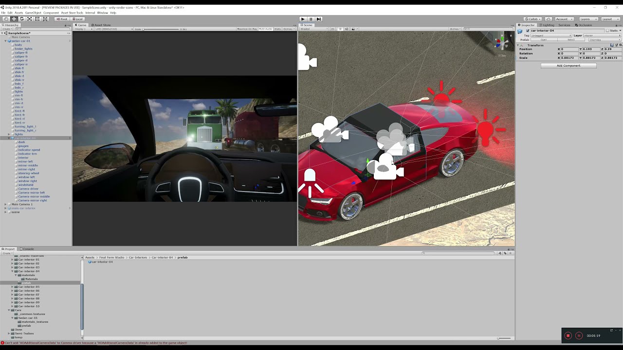 Unity - Car interior setup