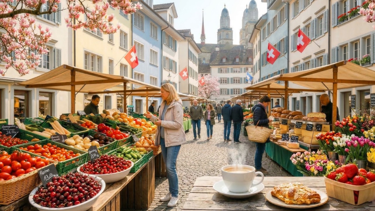 Весенний утренний рынок в Цюрихе 🇨🇭 | Самый красивый город Швейцарии