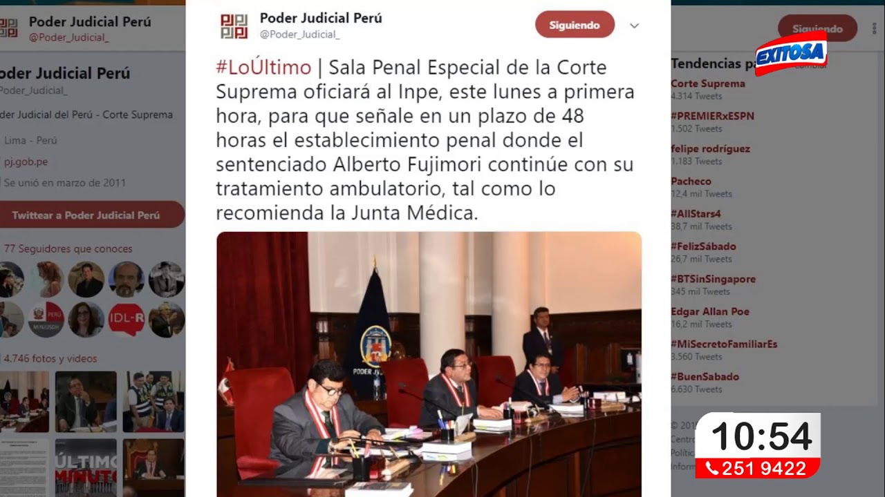 #Lo&Uacute;ltimo | Sala Penal Especial oficiar&aacute; al INPE, este lunes a primera hora