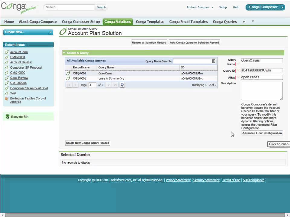 Procedure Steps to Add a Query to Solution Manager