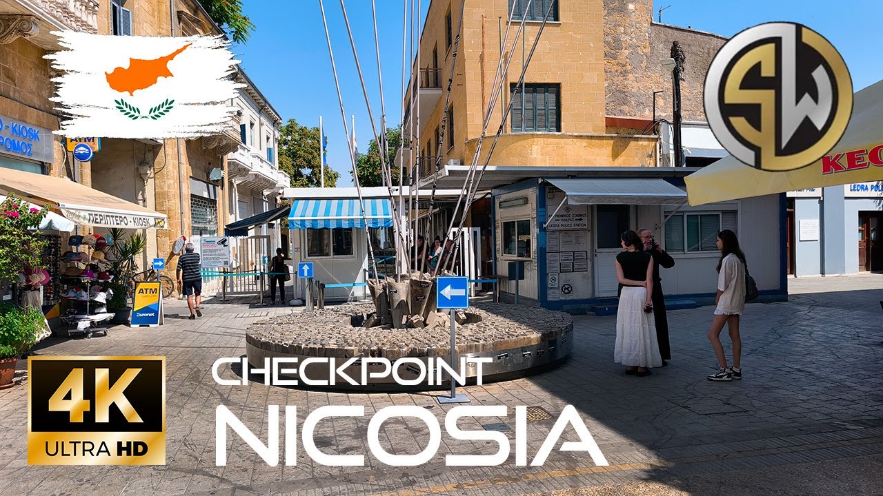 [4K]  Reaching the crossborder checkpoint in Nicosia, Cyprus 🇨🇾
