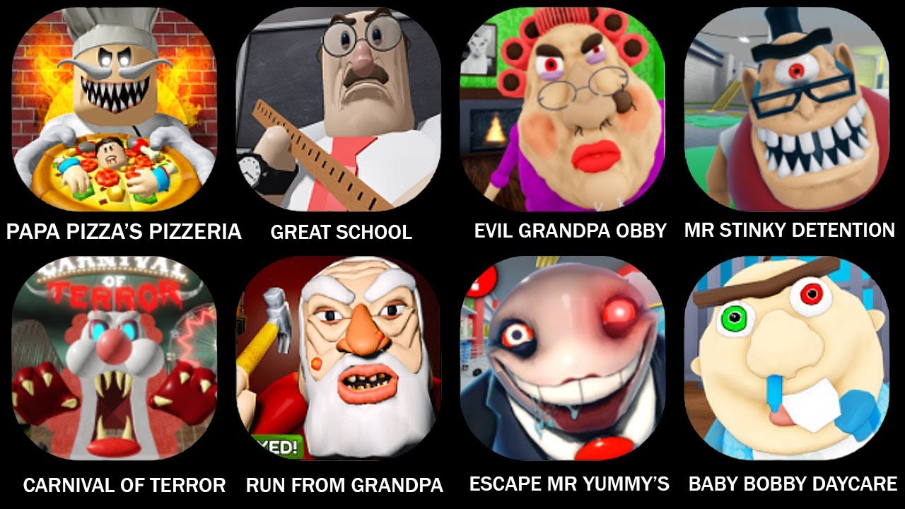 ROBLOX: ESCAPE PAPA PIZZA'S PIZZERIA (SCARY OBBY), GREAT SCHOOL BREAKOUT, ESCAPE EVIL GRANDMA OBBY