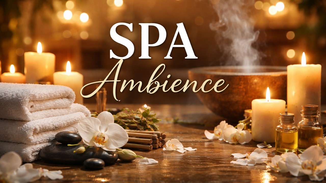 Relaxing Spa Ambience | Candle Light & Steam | Stress Relief Meditation Music