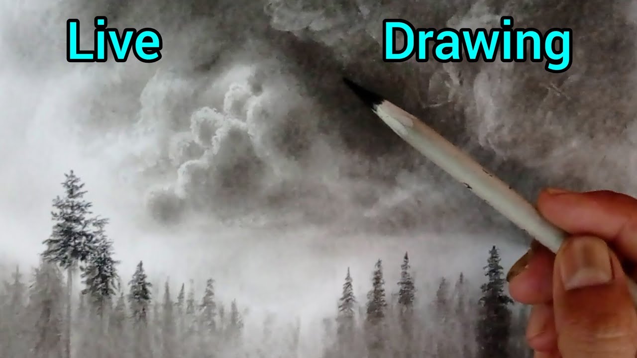 Pencil drawing of evening time landscape scenery ! GP Like is live.