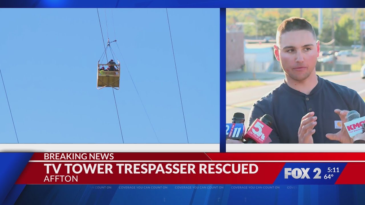 Worker recounts the moment man began climbing broadcast tower in Affton