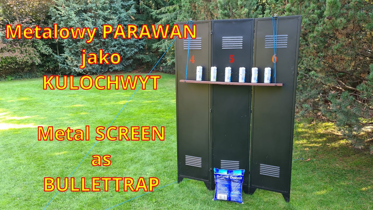 Metalowy parawan jako kulochwyt. A metal screen acting as a bullet trap.