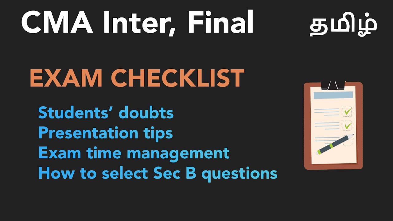 CMA December 2025 Exam Checklist, Tips, Student Doubts, Presentation Tamil