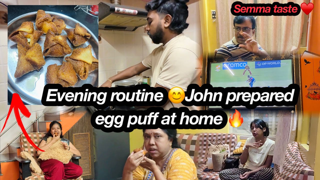 Evening Routine🔥/John prepared egg puff at home😳/#agvlogs #vlog #funny #family #cooking #youtube 