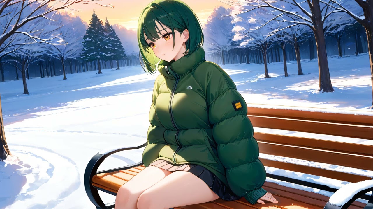 Winter Park Sunset with your Waifu | Peaceful Anime Chillwave – Soft Snowy Mood