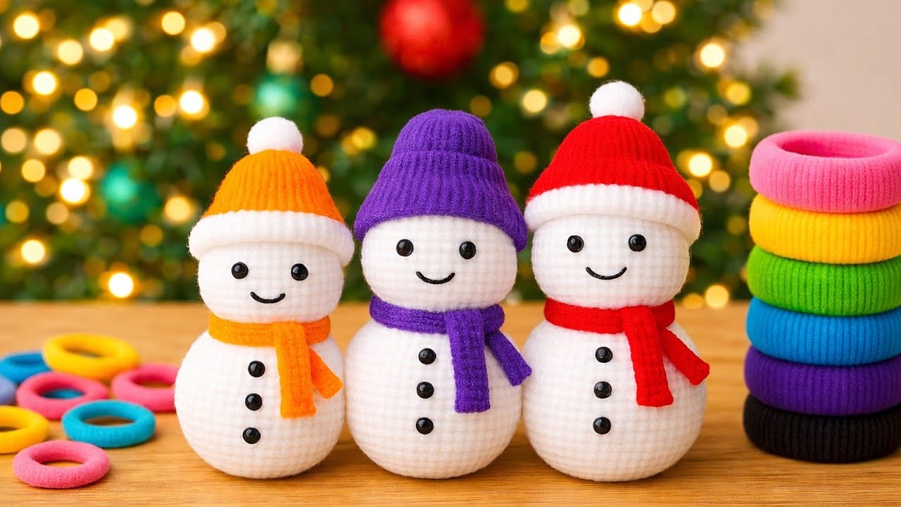 Making a snowman from hair ties |DIY snowman|Cute Christmas gift🎄
