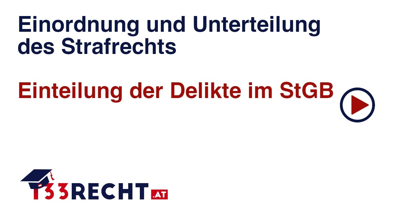 Einteilung des österreichischen Strafrechts und Einteilung der Delikte im StGB | 133