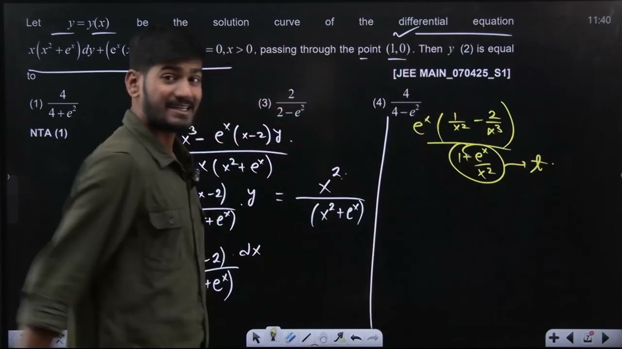 be the solution curve of the differential equation  07 APR 2025 SHIFT-1 JEE MAIN PYQ