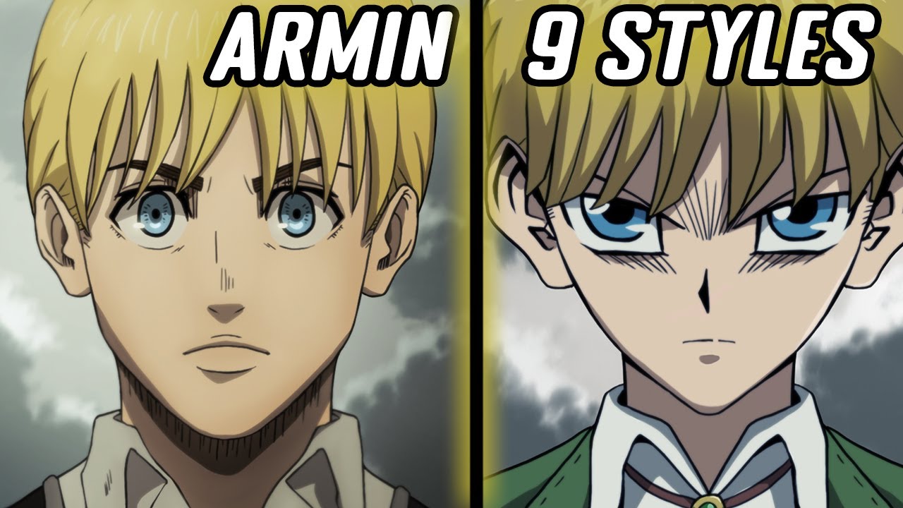 Painting Armin in 9 anime styles | Attack on Titan