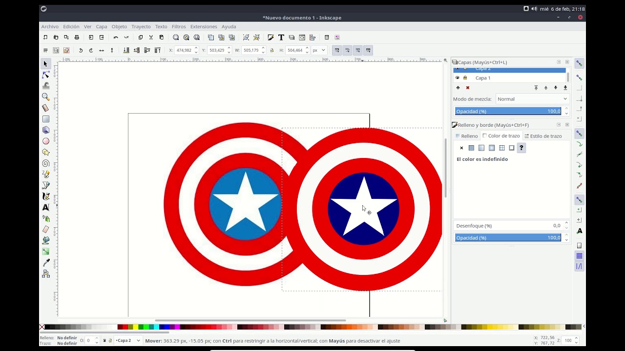 Ejercicios de Inkscape: Capitán América