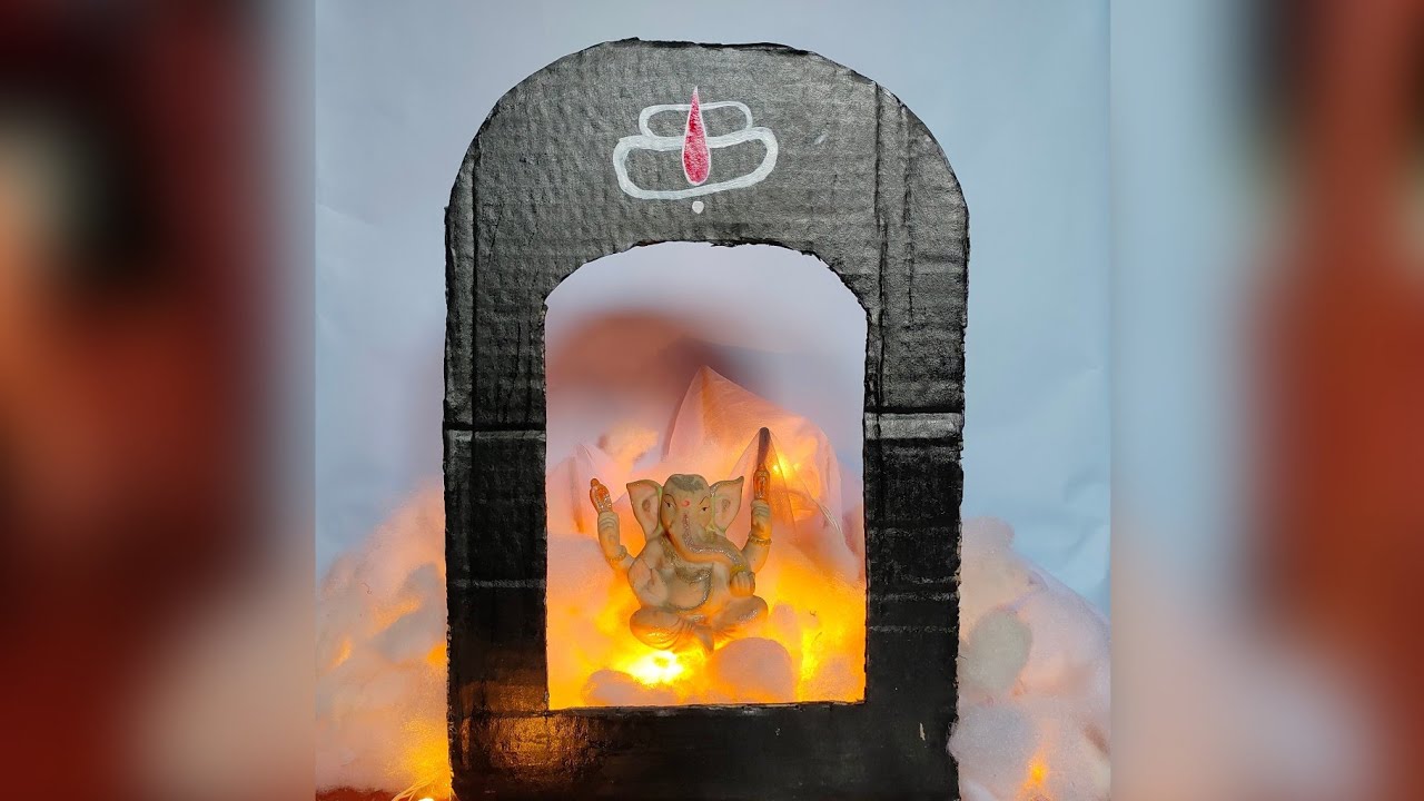 Ganpati decoration easy steps || Unique Ganesh decoration with paper
