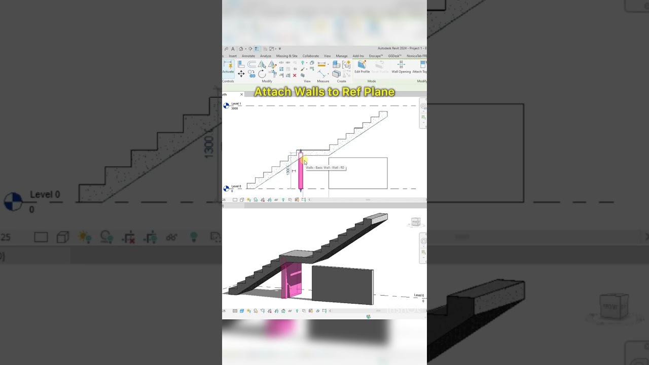 Attach Walls to Stairs in Revit? #revit #mep #architecture #structure