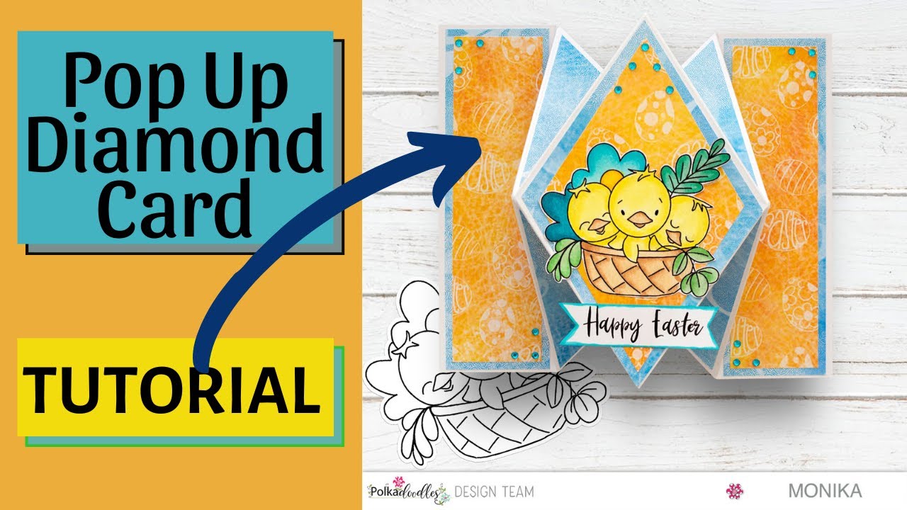 NO DIES Easter POP UP DIAMOND Fancy Fold Card #polkadoodles