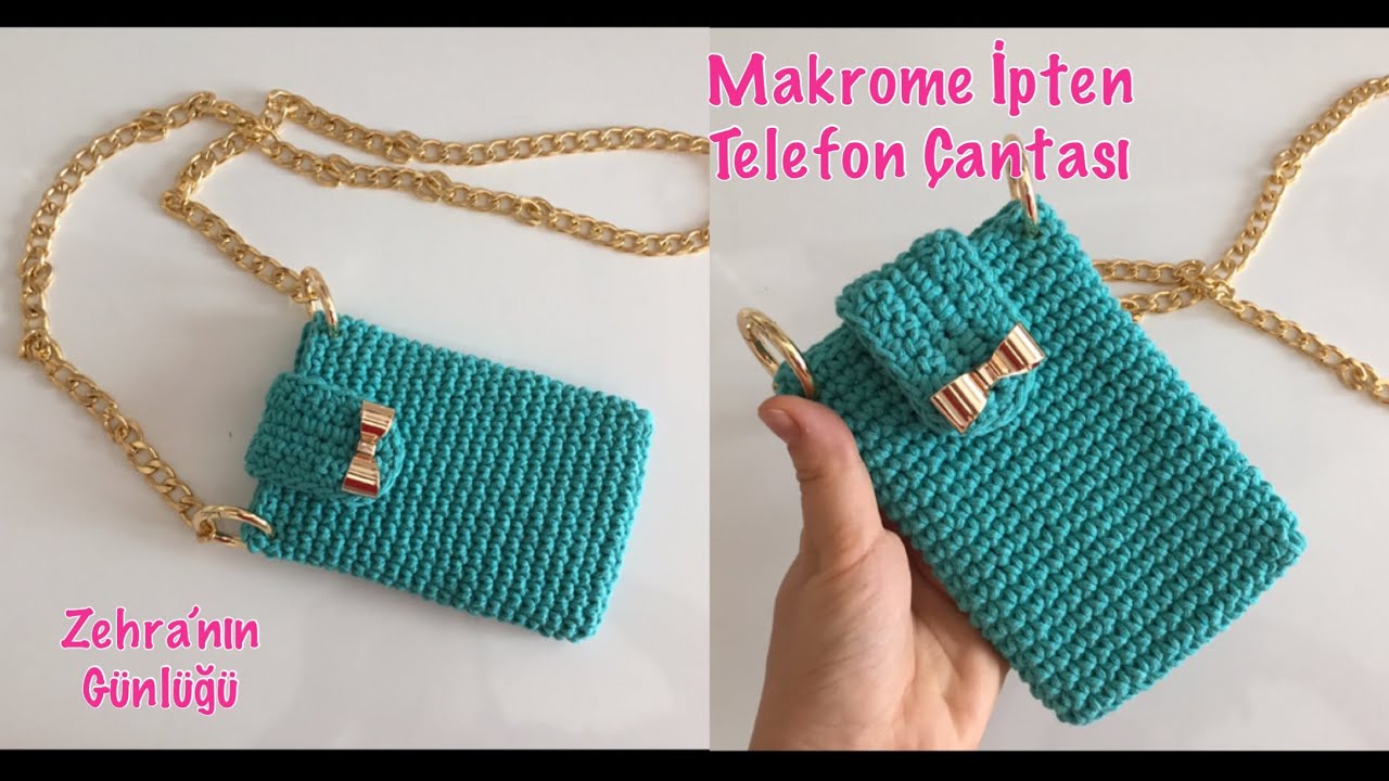 Telefon Çantası Nasıl Yapılır-Makrome İpten Telefon Çantası Yapımı- Makrome İpten Küçük Çanta Yapımı