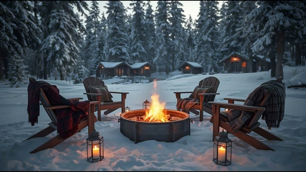 Winter Cabin Vibes Soft Jazz, Crackling Fire & Fa