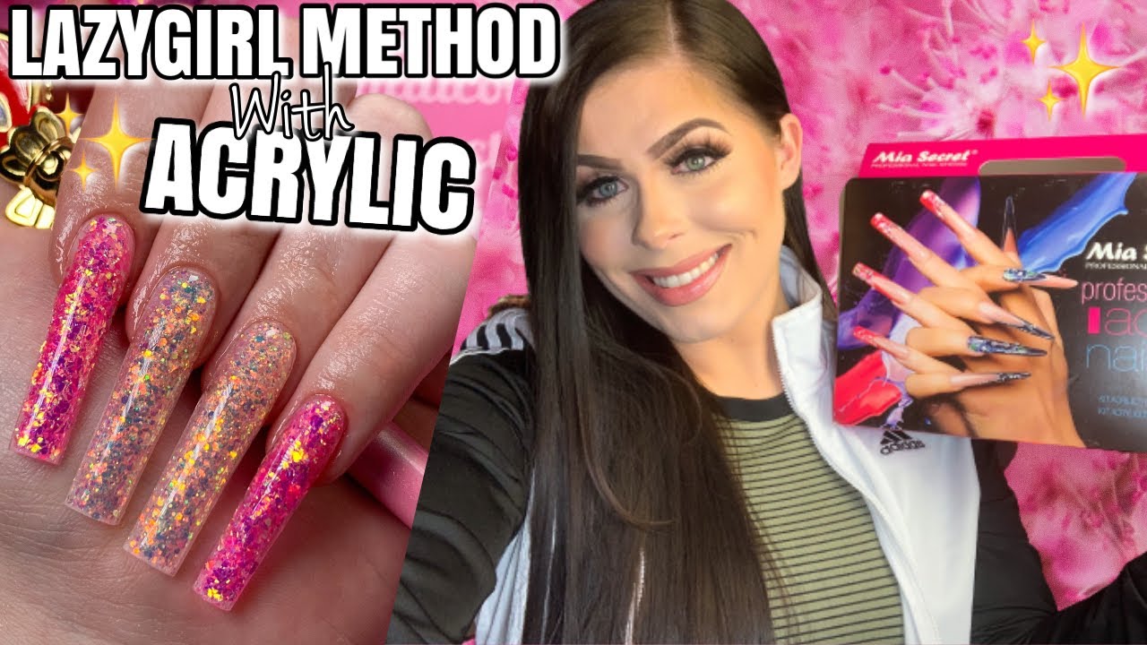 🌸LAZYGIRL METHOD ACRYLIC! Trying Mia Secret Acrylic Kit for 1st the Time (Thanks to NailsByRossely)