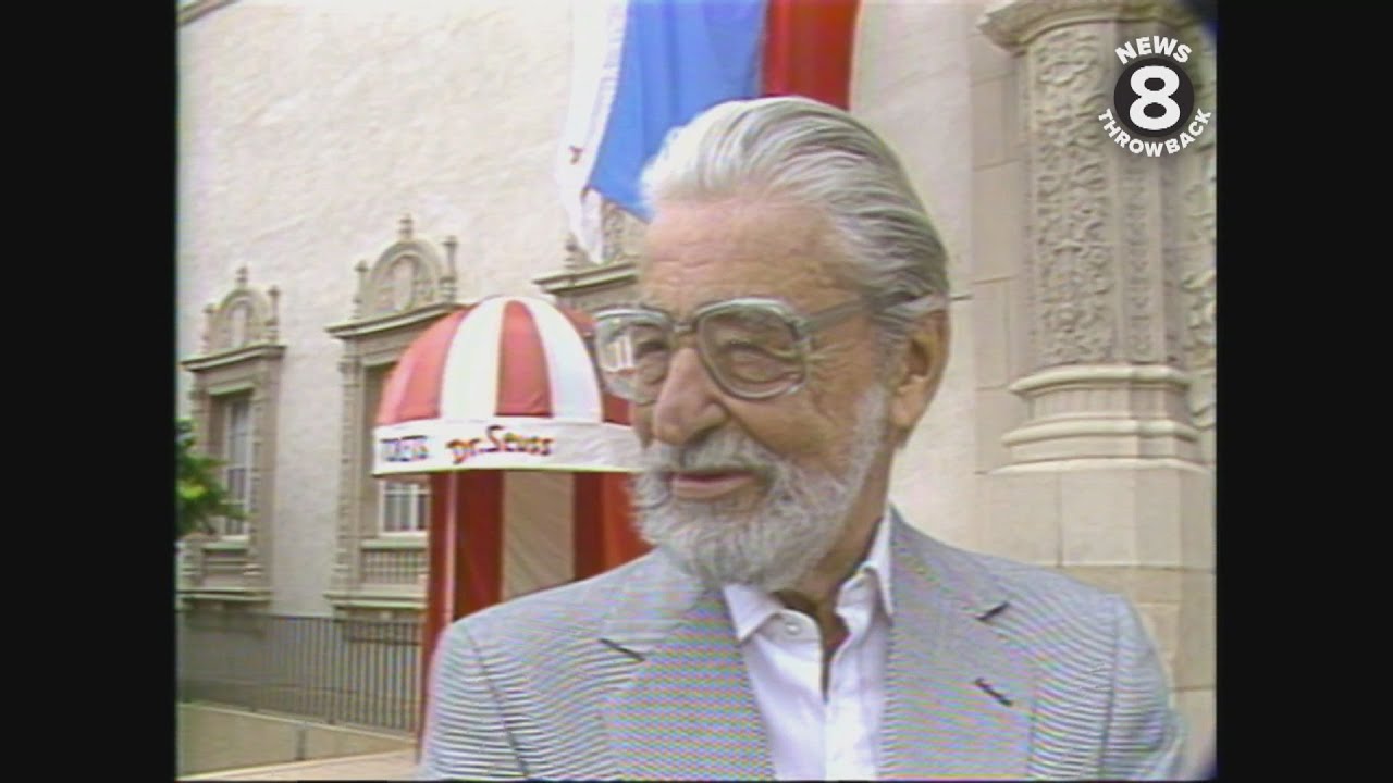 Theodor Geisel aka Dr. Seuss visits his exhibit at the San Diego Museum of Art in 1986