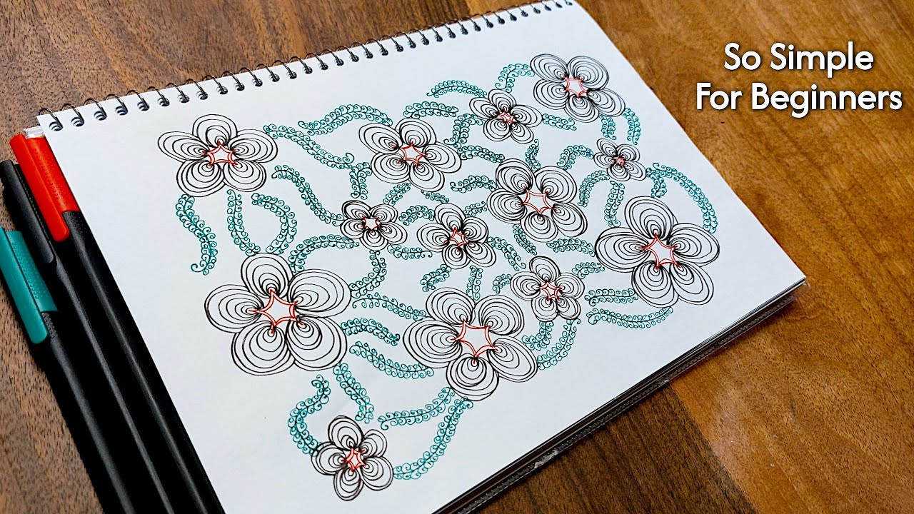 Easy Zentangle Flower Pattern | Step by Step