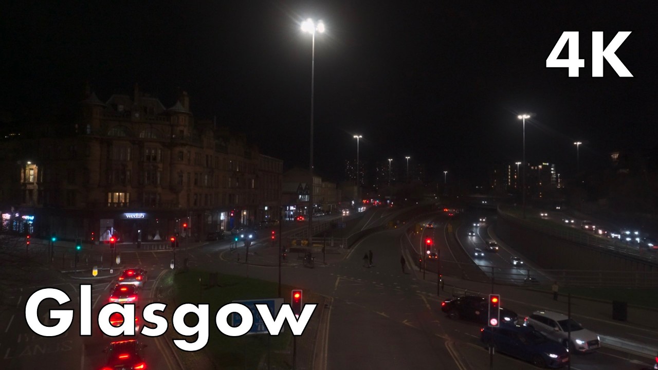 Night Walk Through Glasgow’s Vibrant West End | 4K City Sounds