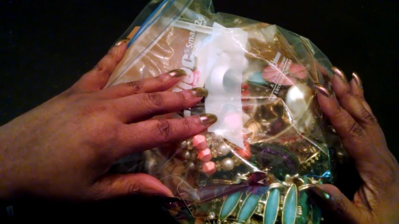 ASMR  Rummaging Through Costume Jewelry (whispering, gum chewing, tapping & more)