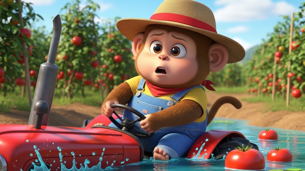 Monkey NaNa Tomato Harvest Turns Into a Shocking Pond Disaster — His Smart Rescue Saves Everything!