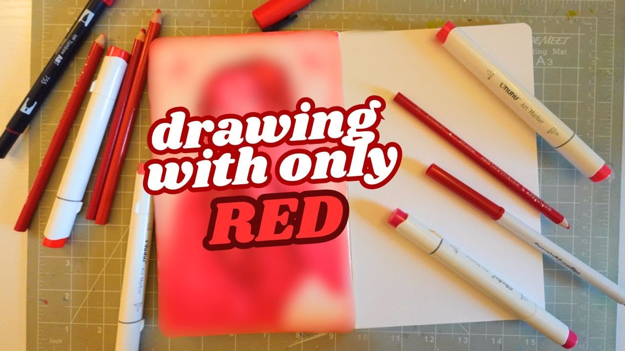 Drawing Using Only RED Art Supplies ❤️