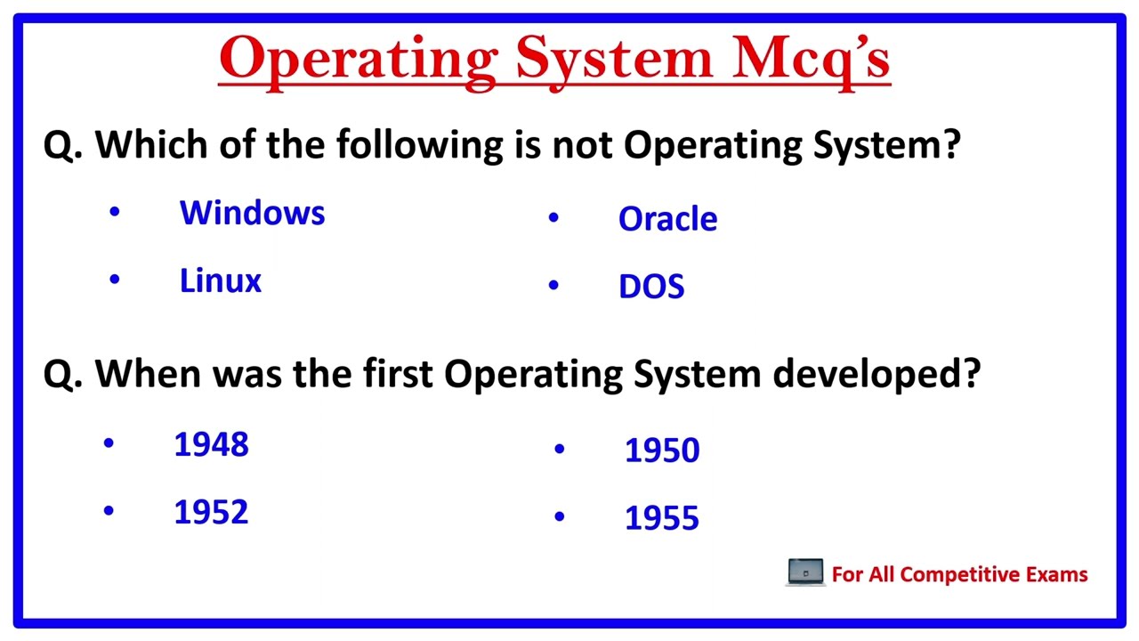 Operating System MCQs Question - For All Competitive Exams