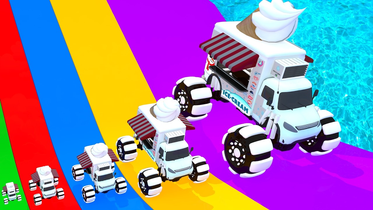 Small Cars on Big Police Car vs Slide Color with Portal Pool Cars vs Deep Water in BeamNG drive #2