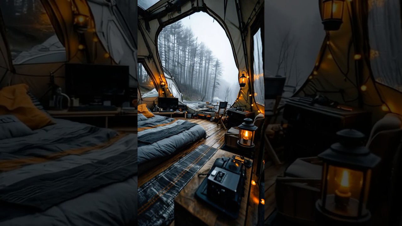 Sci-Fi Pod Cabin During Heavy Rain | Pure Relaxation 
