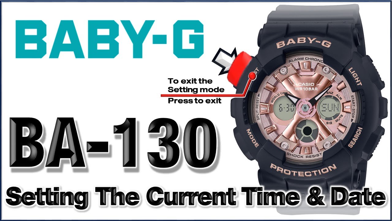 BA-130 Baby-G Module 5607 HOW to Set Time, Date, Home City, DTS, 12/24H - Easy TUTORIAL