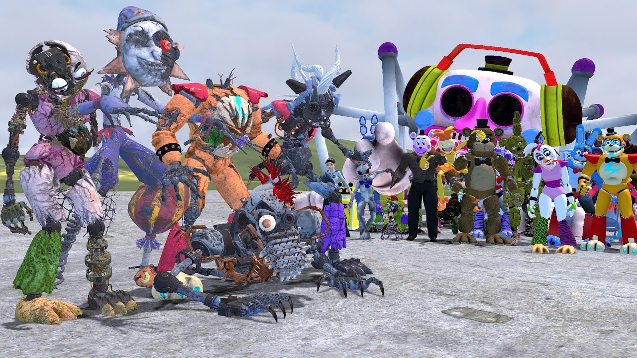 NEW FNAF RUINED ANIMATRONICS VS ALL FNAF 1-9 SECURITY BREACH ANIMATRONICS In Garry's Mod!