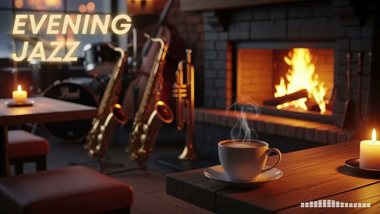 Warm Fireplace Jazz ☕ Cozy Café Music for Relaxing Evenings & Stress Relief
