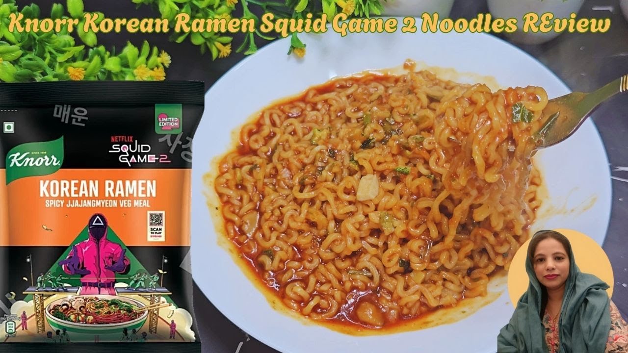 Knorr Korean Ramen Spicy Jjajangmyeon Veg Meal Noodles Review & Recipe|Knorr Korean Ramen Squid Game