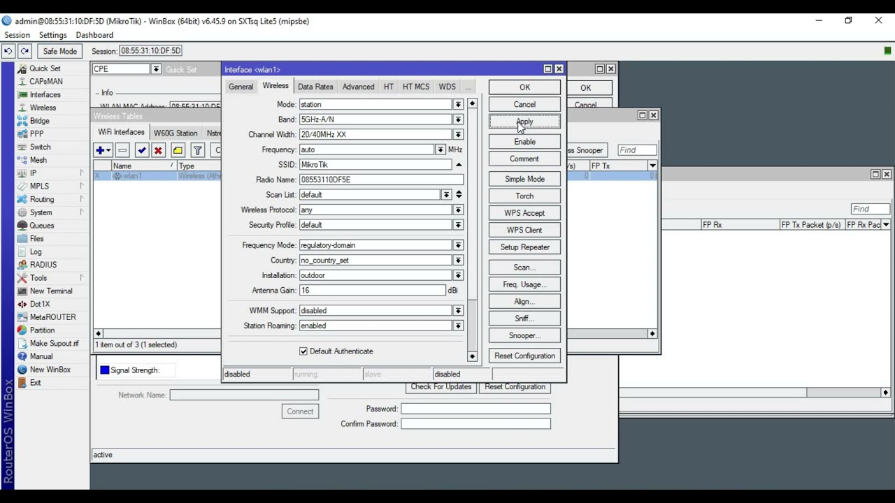 MikroTik Customer Antenna CPE Configuration BSNL Bharat Air Fibre