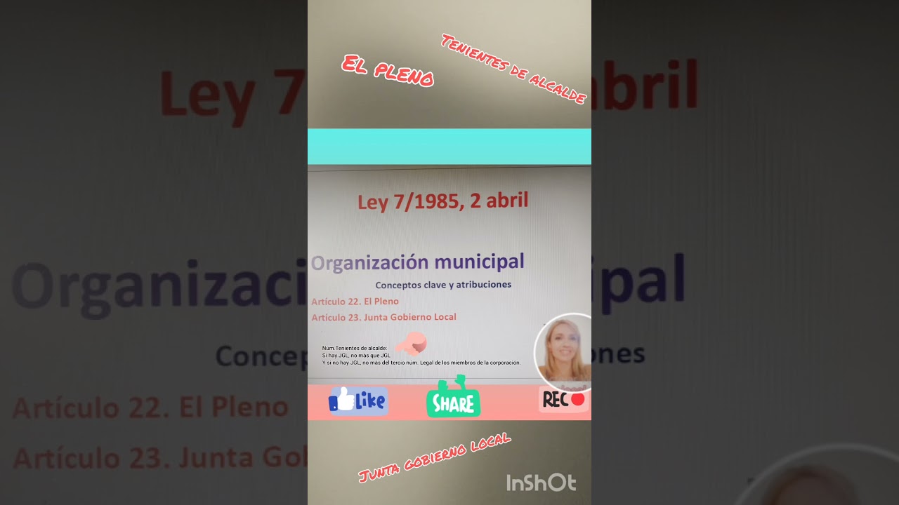 El Pleno, Junta de Gobierno local y Tenientes de Alcalde. LBRL
